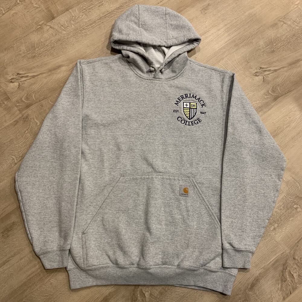 Carhartt Merrimack College Warriors Hoodie Men's Medium M Gray Loose Sweatshirt
